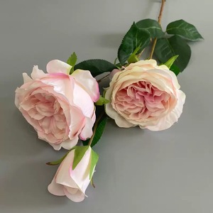 Rosa Artificiale Austin a Tre Teste, Decorazione Floreale per Matrimoni, Composizione Floreale, Decorazione per la Casa, Sfondo Floreale per Vasi - Product Image 4
