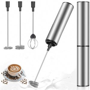 260420 Automatic Foam Maker Steamer Handheld Coffee Whisk Electric Silver Milk Frother Promotional <b>Gift</b> - Product Image 1