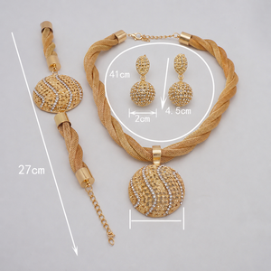 Juego <span class=keywords><strong>de</strong></span> Joyería Personalizada Chapada en Oro Amarillo <span class=keywords><strong>de</strong></span> Dubái <span class=keywords><strong>de</strong></span> 18K, Collar con Colgante <span class=keywords><strong>de</strong></span> Cuerda Trenzada Hueca con Circonita para Mujer, Accesorio <span class=keywords><strong>de</strong></span> <span class=keywords><strong>Moda</strong></span> - Product Image 2