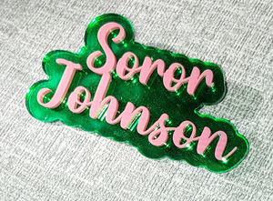 Customizable Pink Green Sorority Chapter <strong>Pins</strong> <strong>AKA</strong> Acrylic Lapel <strong>Pins</strong> Soror <strong>Brooches</strong> Name Lapel <strong>pin</strong> - Product Image 2