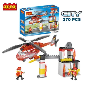 COGO 270 PCS giocattoli per elicotteri antincendio in plastica Set di blocchi fai da te giocattoli modello di fuoco per bambini