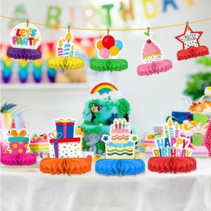 Ensemble <span class=keywords><strong>de</strong></span> 9 décorations réutilisables pour <span class=keywords><strong>anniversaire</strong></span> - Décoration <span class=keywords><strong>de</strong></span> <span class=keywords><strong>table</strong></span> en nid d'abeille colorée et thématique pour fête d'<span class=keywords><strong>anniversaire</strong></span> d'enfants - Product Image 3