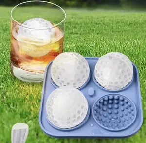 3D高尔夫冰块模具冰球托盘模具威士忌，硅胶方盒高尔夫球模具冰块托盘鸡尾酒