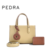 PEDRA Mercados Chinos en Línea, Bolso de Mano de Cuero PU de 2 Piezas, Color en Contraste, Bolsos de Mano de Lujo para Mujer