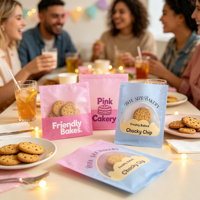 Sacs d'emballage personnalisés imprimés à trois soudures latérales, sous vide, de qualité alimentaire, résistants à l'humidité, thermoscellables, avec fenêtre, pour snacks, noix et biscuits