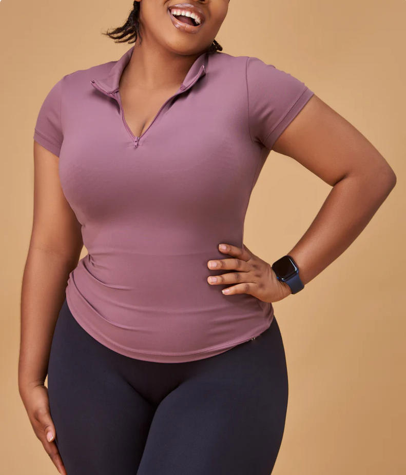 New Style Plus Size Yoga Gym Top Solid Quick-Drying Running Sports T-short Half Zipper Short Sleeve Fitness Yoga Top for Woman