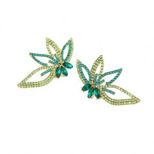 Pendientes de Lujo Ligero con Dijes Geométricos Calados y Hojas de Diamantes Chapadas en Oro, Regalo para Amigos, Unisex - Product Image 6