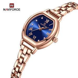 NAVIFORCE jam tangan wanita 5035, jam tangan gelang Aloi kualitas tinggi, jam tangan wanita mode tahan air