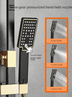 Ensemble de douche mural de luxe OEM 2025 noir et or 4 fonctions avec système de douche pluie et mitigeur thermostatique pour salle de bain