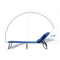 Chaise longue de plage pliable sur mesure OEM, taille standard, inclinable en 3 positions, structure en acier, tissu Oxford, capacité 120 kg, portable