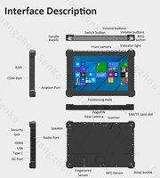 Tableta Industrial Resistente de 10.1 Pulgadas, IP67 Impermeable, Win10/Win11, 12000mAh, para Exteriores con GPS, Tableta Reforzada