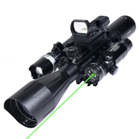 Ensemble optique tactique combiné 4-12x50IR avec viseur reflex, laser vert, lampe torche, lentilles multicouches pour utilisation en extérieur