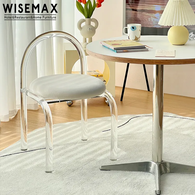 Wisemax cadeiras luxuosas de cordeiro, cadeiras de lã para lazer, casamento, cadeira de plástico de cristal, cadeiras redondas de acrílico