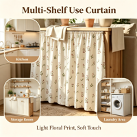Rideau occultant moderne en mélange de lin à imprimé floral, isolant, en tissu doux, multi-usage, pour étagère, armoire, cuisine et buanderie