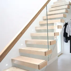 DAIYA DAIYA marble tiles for stairs luxury wood stairs with tempered glass railing