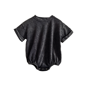 Unisex Acid Wash Strick Baumwolle Stram pler Niedlich Sommer Casual Style Säugling Vintage Bubble Kleid für Jungen Mädchen Button Closure ODM - Product Image 3