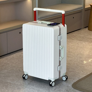 Travel <b>Suitcase</b> With Aluminum Frame 360 Degree Spinner Wheels <b>Lock</b> For Leisure Travel Unisex Elegant White Black Silver Light - Product Image 4