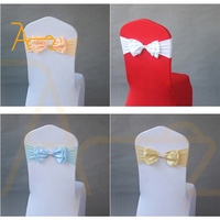 Vente en gros de housses de chaises de banquet personnalisées boucles d'arcs couverture nœud papillon de mariage ceintures de chaise extensibles en spandex