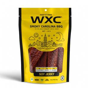 Échantillon gratuit de viande séchée végétalienne BBQ à la <span class=keywords><strong>moutarde</strong></span> de la Caroline sucrée et fumée, 3oz | Collation à base de plantes riche en protéines, faible en gras et <span class=keywords><strong>sans</strong></span> <span class=keywords><strong>gluten</strong></span> - Product Image 1