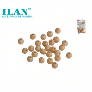 Perline in legno ILAN da 10 mm rotonde per artigianato e creazione di gioielli - Product Image 1
