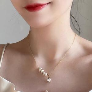 Collar Ajustable de Estilo Retro Elegante, con Perlas de Plata Rota de Estilo Barroco, Diseño de Nicho, Cadena para Clavícula, Collar de Belleza Natural - Product Image 2