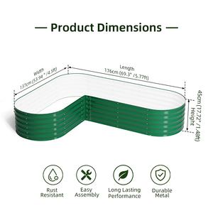 Bac <span class=keywords><strong>de</strong></span> <span class=keywords><strong>jardin</strong></span> surélevé en acier galvanisé ondulé 6x4 pieds, profondeur 18 pouces, pour légumes, fabrication OEM - Product Image 4