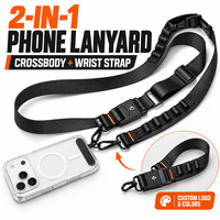 Sangle de téléphone détachable 2-en-1 personnalisée, réglable, à porter en bandoulière ou au poignet, avec boucle magnétique et sangle MOLLE