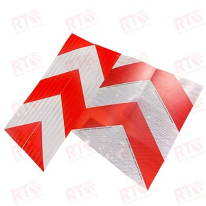 Настраиваемый логотип призматический клейкий красный белый полосный стикер отражающий шеврон для грузовика безопасности дорожного движения отражающий виниловый стикер - Product Image 4