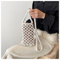 Bolso de Mano Tejido a Crochet Hecho a Mano al por Mayor, Bolso de Hombro Pequeño Cuadrado de Macramé para Vacaciones en la Playa