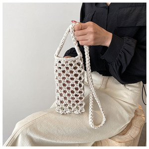 Borsa a <span class=keywords><strong>Tracolla</strong></span> Piccola Quadrata in Macramè Intrecciata a Mano in Corda di Cotone all'Ingrosso per Vacanze al Mare - Product Image 5