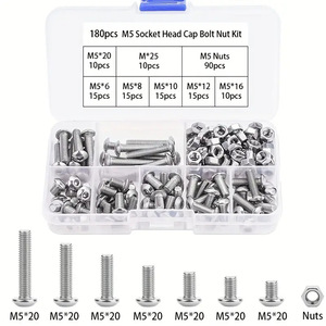 304 Stainless Steel Round Head Hex Socket Screw Set 180pcs With Nuts Boxed For General Use - Product Image 4