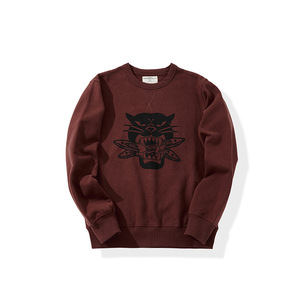 Pull tricoté épais en coton molletonné vintage pour <span class=keywords><strong>homme</strong></span>, col rond, motif léopard, avec logo frontal – Collection Hiver – Fournisseur de premier plan - Product Image 3