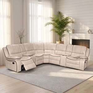 Modern Living Room Manual Retractable Tufted Corner Recliner <b>Sofa</b> Set with <b>Sponge</b> Filling - Product Image 1