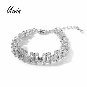 سلسلة ربط الدب الحلو Uwin رائعة القلب ، CZ الموضة الرخيصة السائبة cocker - Product Image 1