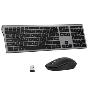 2.4G kablosuz klavye ve fare seti şarj edilebilir kablosuz tam boyut klavye ve fare kombinasyonları dizüstü masaüstü