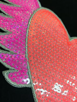 Ailes de paillettes de haute qualité en gros Patch vêtements patchs Patch personnalisé ailes de fer ailes de coeur rouge Applique accepter la conception personnalisée