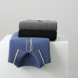 GUOOU Lapel Cashmere Inside Out Wearing Cashmere <strong>Polo</strong> 2023 New Jersey Men 100% Pure Cashmere Sweater - Product Image 4