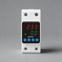 NIN 63A Relais de protection contre les surtensions et les sous-tensions réglable sur rail DIN 3-en-1 avec affichage et compteur AC KWh/Watt en cuivre