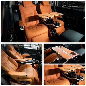 Asientos capitán de cuero naranja con costuras en rombos y tapicería perforada, reclinables eléctricamente, para el SUV <span class=keywords><strong>Lincoln</strong></span> Aviator - Product Image 3