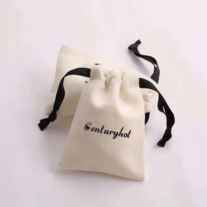 Sacs à cordon en toile de coton biologique avec logo personnalisé, emballage recyclable pour bijoux - pour bagues, bracelets, lunettes, boucles d'oreilles - Product Image 3