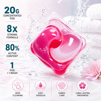 Lessive en dosettes parfum Rose Romantique 20g Nettoyage en profondeur Élimination des taches OEM ODM Marque Privée