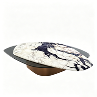 Table basse en marbre veiné blanc Dream Home avec plateau, base à double cylindre, en pierre naturelle, pour salon