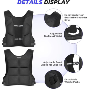 Gilet lesté réglable en polyester pour jeunes, équipement d'entraînement de fitness pour le badminton et le basketball, 10 lb, <span class=keywords><strong>exercice</strong></span> de renforcement musculaire - Product Image 3