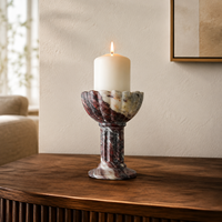 Support de bougie sculptural en marbre violet luxueux NANWEI pour la décoration de la maison, des hôtels et des tables à manger