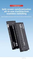 Conmutador KVM de 4 Entradas y 1 Salida, Modo de Pantalla Dividida, Función de Transferencia de Ratón entre Pantallas, Datos Sincronizados, Soporte de Teclas de Acceso Rápido, Metálico, 4K60Hz