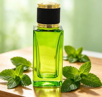 Flacon de parfum vide en verre vert rectangulaire de 50 ml, conception ODM OEM