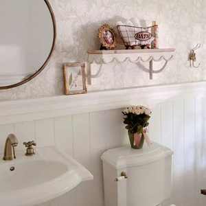 フランスの装飾収納フローティング棚寝室、リビングルーム、バスルーム用の素朴な木製壁掛け棚 - Product Image 4