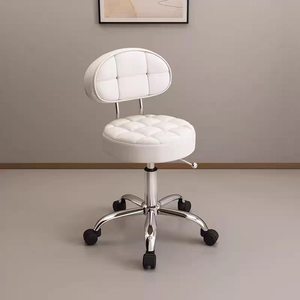 Tabouret Rond Pivotant et Réglable en Hauteur avec Roulettes et Dossier – Chaise Polyvalente pour Salon de Coiffure, Onglerie, Cour et Usage Domestique - Product Image 4