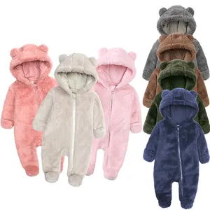 wholesale baby rompers infant clothes winter newborn baby boys girl zipper bodysuit bear romper