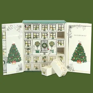 Benutzer definierte leere Pappe Weihnachten Advents kalender Schokolade Geschenk Aufbewahrung sbox Papier 12 Tage Keks Advents kalender Verpackungs box